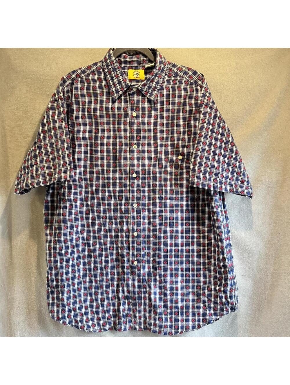 Duck Head Button Down Shirt Men XL Check Plaid Navy Red Yellow Tag